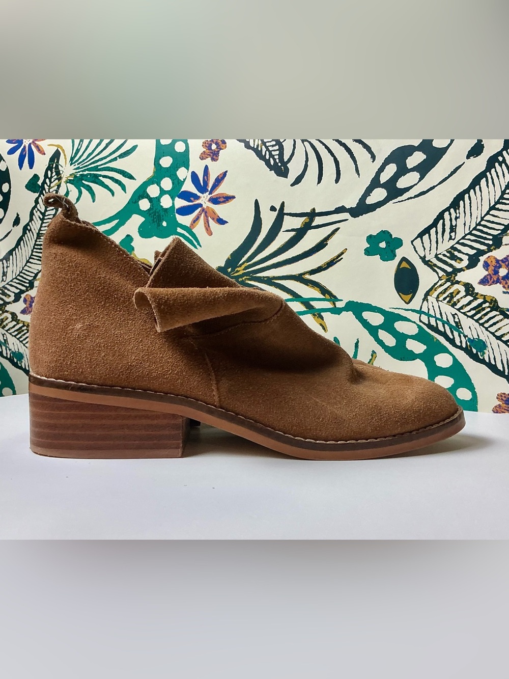 Nine West Brown Suede Low Block Heel Ankle Bootie